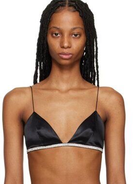 NWT Nué "Rosie" Silk Bra in Black with Rhinestones-Large